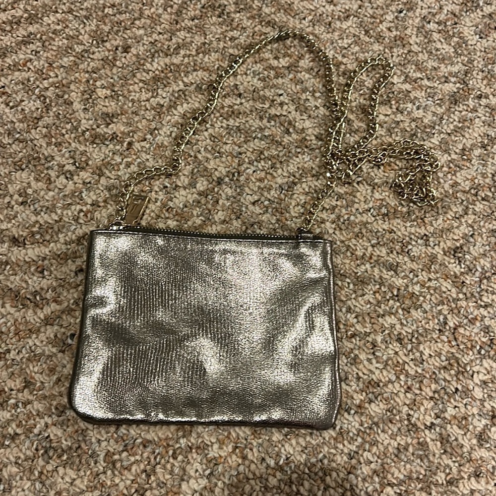 Big Buffha Metallic Gold Crossbody Bag with Chain Strap, EUC